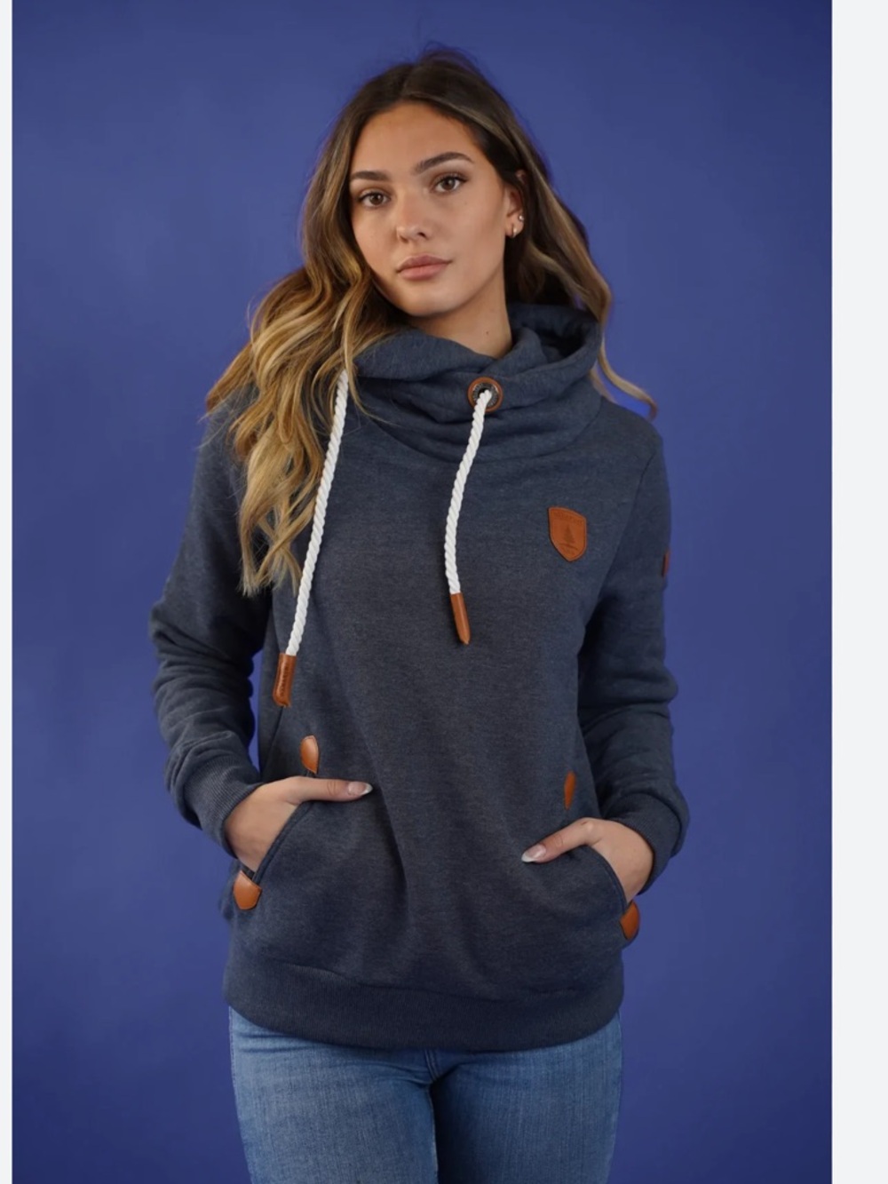 WANAKOME Artemis Hoodie Navy Size Small Cotton Cabincore Camping Outdoors